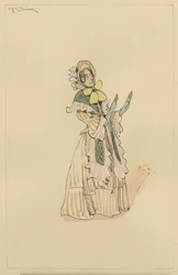 Mrs. Chick, ca. 1920er (Feder und Tinte mit Aquarell auf Papier)